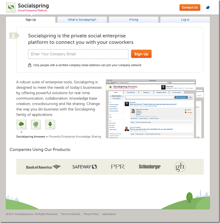 Socialspring homepage